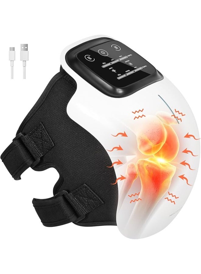 جهاز تدليك الركبة اللاسلكي مع 3 مستويات حرارة، 3 أوضاع اهتزاز، شاشة LED وأحزمة قابلة للتعديل لتخفيف الألم، مناسب للرجال والنساء - Image 1